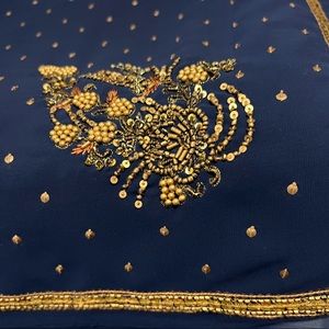 COPY - Desiner sari   in dark blue color with matching blouse